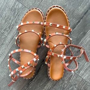 Madden Girl Studded Strapy Sandals | Size 9 BROWN